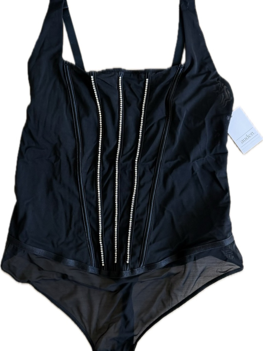 Auden Black Rhinestone Detail Bodysuit